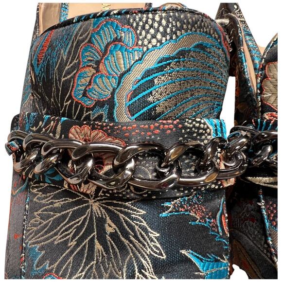 ENZO ANGIOLINI Gilian Women's 9.5 Brocade Floral Mules Black Print Fabric - Picture 10 of 16